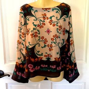 Maeve Anthropologie Longsleeve Boho Silk Blouse Sz 10P